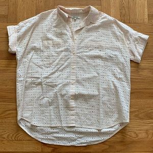 Madewell Eyelet Courier Shirt in pale pink, size small. Excellent condition